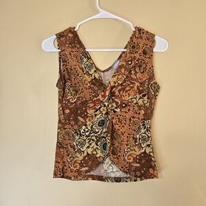 Y2K Babydoll Rave Orange Brown Top Medium Baby Tee Grails